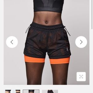 Strong by zumy camo compression Women's Black and Orange Athletic Shorts